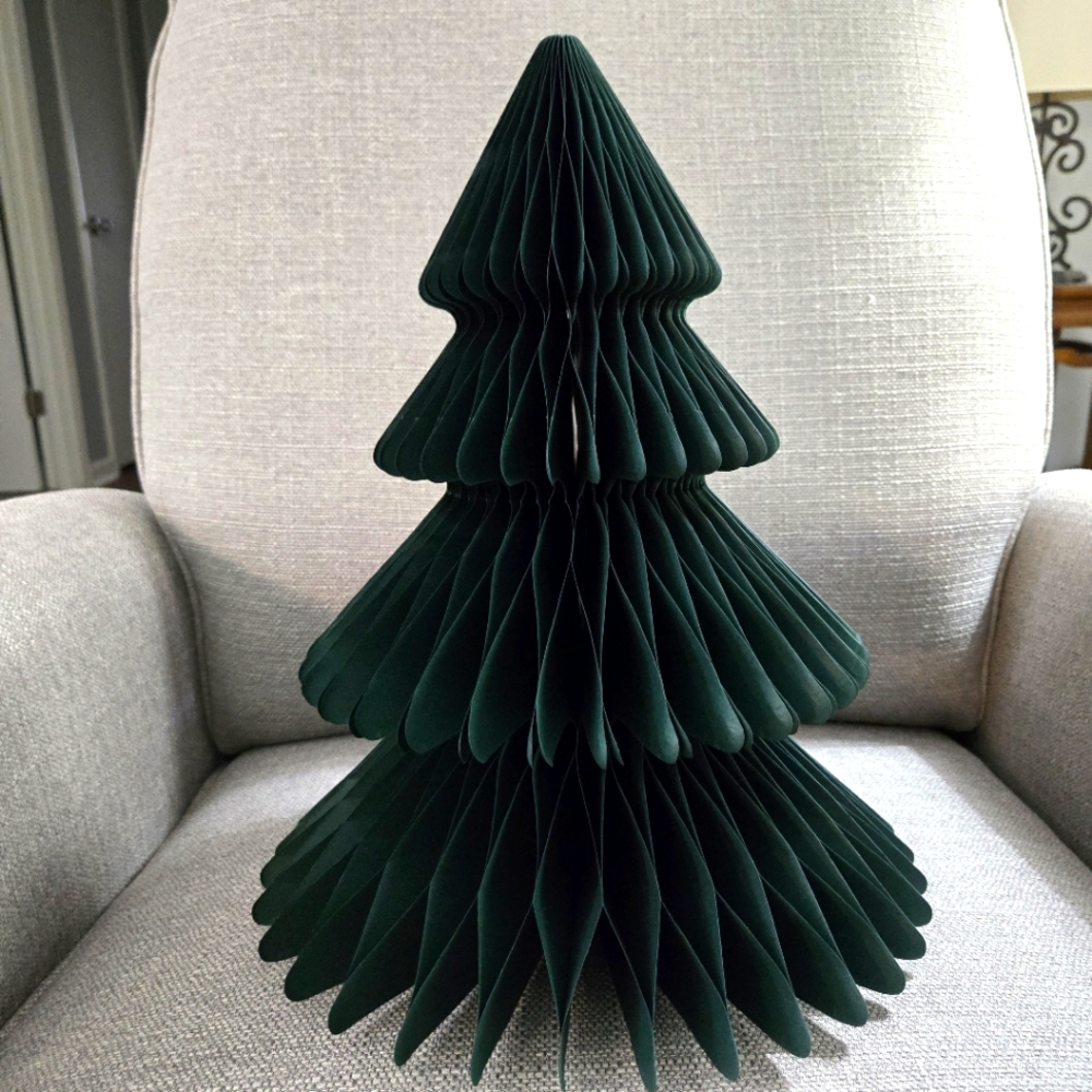 Honeycomb Accordion Paper Fold Out Magnetic Green Christmas Tree MCM Vibe